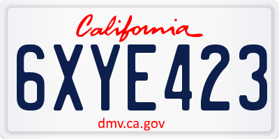 CA license plate 6XYE423
