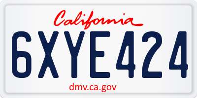 CA license plate 6XYE424