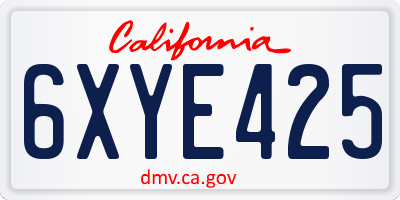 CA license plate 6XYE425