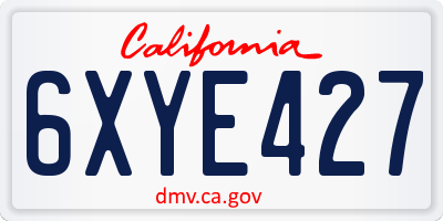 CA license plate 6XYE427