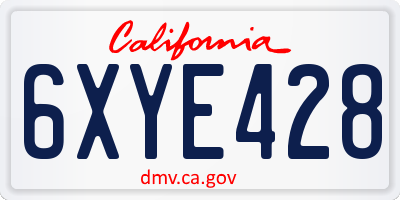 CA license plate 6XYE428