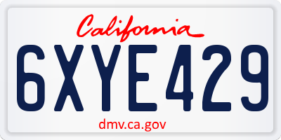 CA license plate 6XYE429