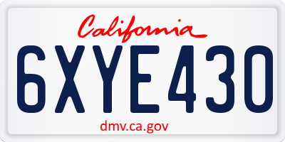 CA license plate 6XYE430