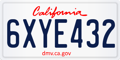 CA license plate 6XYE432