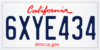 CA license plate 6XYE434