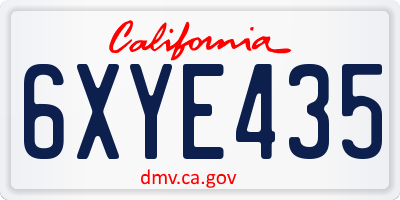 CA license plate 6XYE435