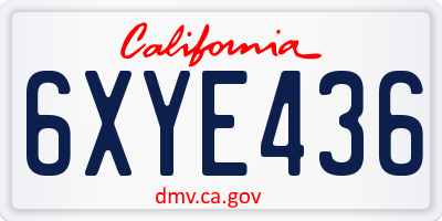 CA license plate 6XYE436