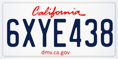 CA license plate 6XYE438