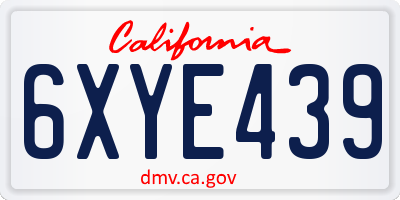 CA license plate 6XYE439