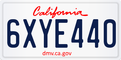 CA license plate 6XYE440