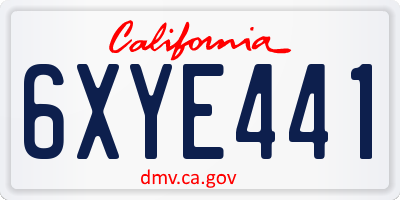 CA license plate 6XYE441