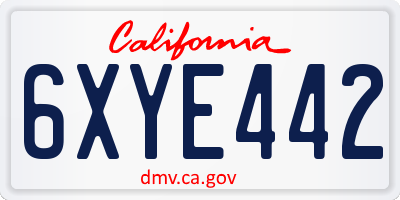 CA license plate 6XYE442