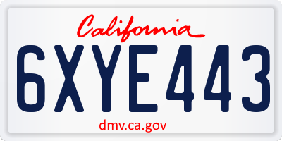 CA license plate 6XYE443