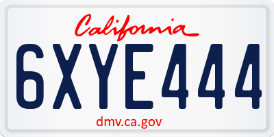 CA license plate 6XYE444