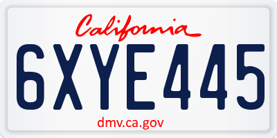 CA license plate 6XYE445