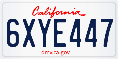 CA license plate 6XYE447
