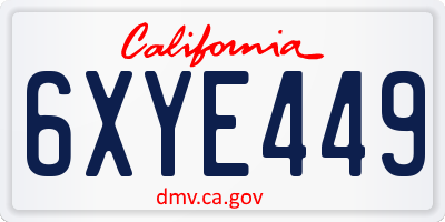 CA license plate 6XYE449
