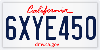 CA license plate 6XYE450