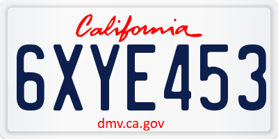 CA license plate 6XYE453