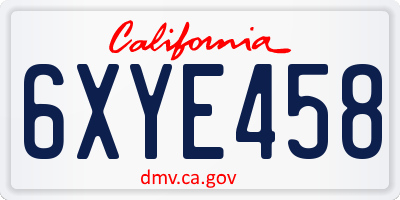 CA license plate 6XYE458