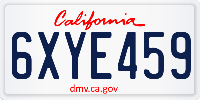 CA license plate 6XYE459