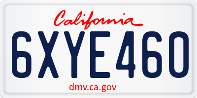 CA license plate 6XYE460