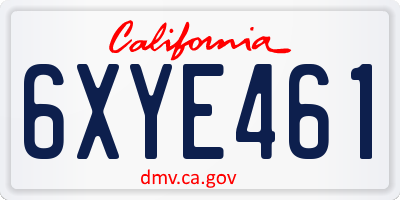CA license plate 6XYE461