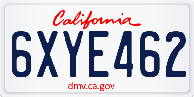 CA license plate 6XYE462