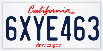 CA license plate 6XYE463
