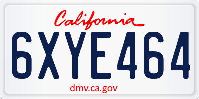 CA license plate 6XYE464