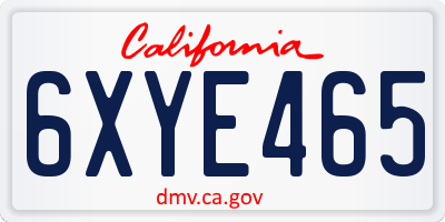 CA license plate 6XYE465
