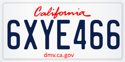 CA license plate 6XYE466
