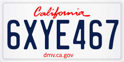 CA license plate 6XYE467