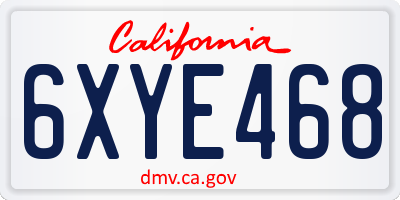 CA license plate 6XYE468