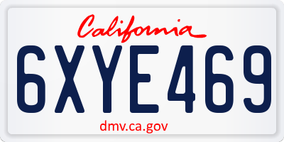 CA license plate 6XYE469