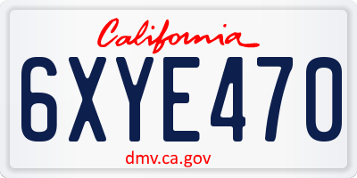 CA license plate 6XYE470