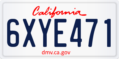 CA license plate 6XYE471