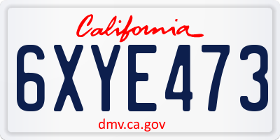 CA license plate 6XYE473