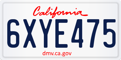 CA license plate 6XYE475