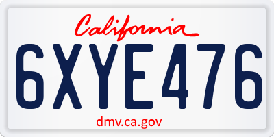 CA license plate 6XYE476