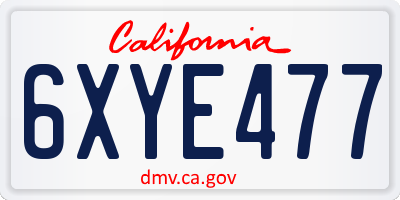 CA license plate 6XYE477