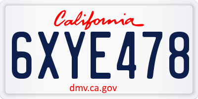 CA license plate 6XYE478