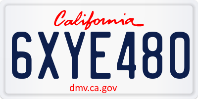 CA license plate 6XYE480