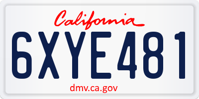 CA license plate 6XYE481