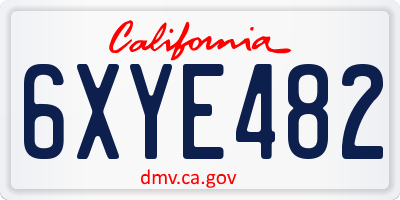 CA license plate 6XYE482