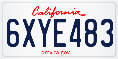 CA license plate 6XYE483