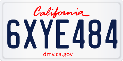 CA license plate 6XYE484