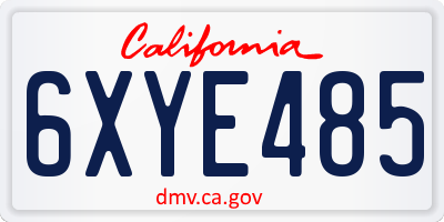 CA license plate 6XYE485