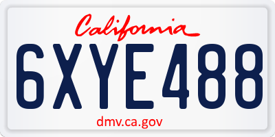 CA license plate 6XYE488