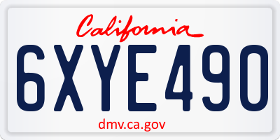 CA license plate 6XYE490
